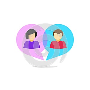 Woman man relationship vector concept, chatting logotype, love relation communication photo