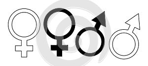 Woman and man symbols - Venus and Mars signs. Gender symbols.