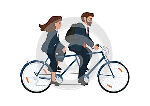 Woman and man team on tandem bycicle