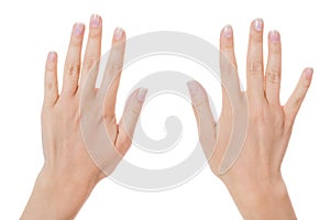 Woman with manicured natural nails
