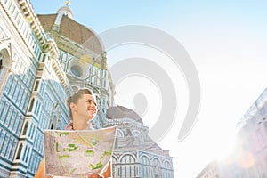 Woman with map in florence, italy