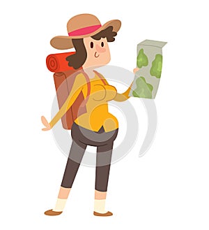 Woman with map vector.