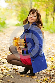 Woman with maple posy