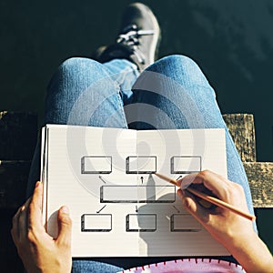 Woman mapping an idea in a notebook photo