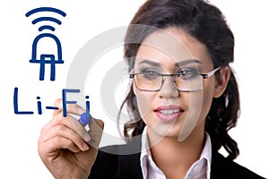 A woman markering li-fi
