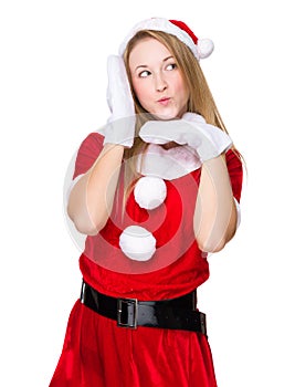 Woman with x mas costume with funny face expression