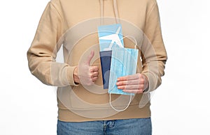 woman with mask, passport and air ticket