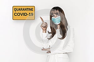 Woman in mask. Virus and smog concept. Corona virus outbreaking. Epidemic virus Respiratory Syndrome.