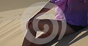 woman in Maspalomas Dunes of Gran Canaria