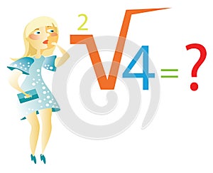 Woman and mathematical formula