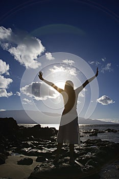 Woman on Maui beach