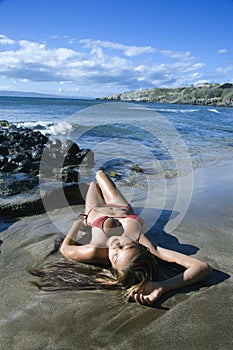 Woman on Maui beach