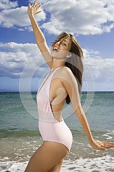 Woman on Maui beach.