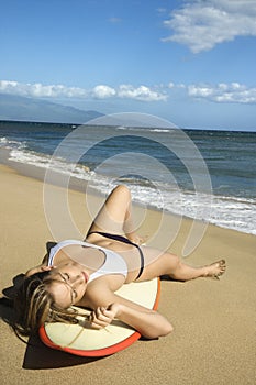 Woman on Maui beach.