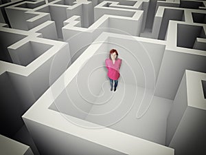 Woman and maze