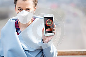 Woman measuring airpolution photo