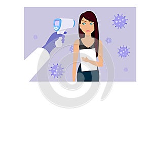 Woman measuring body temperature concept