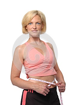 Woman measuring waist