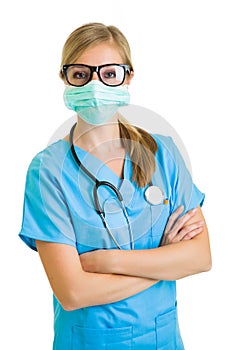 Woman in medical doctor suit