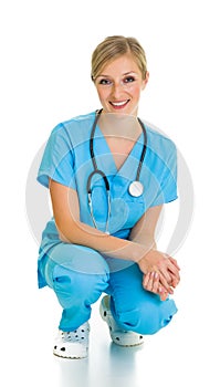 Woman in medical doctor suit