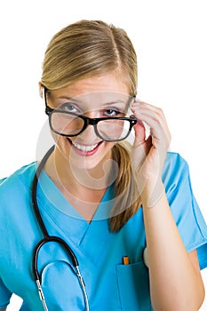 Woman in medical doctor uniform