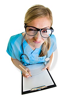 Woman in medical doctor uniform