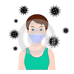 Woman in medical face mask. Coronavirus. COVID-19 photo