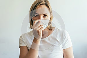 Woman in medical mask