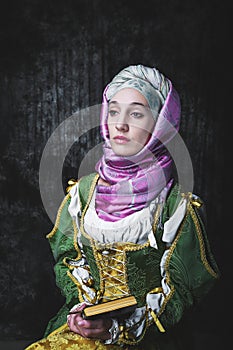 Woman in medieval style historical dress