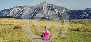 Woman Meditate at the Mountains