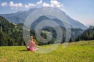 Woman Meditate at the Mountains