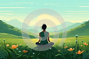 Woman meditation with nature