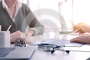 Woman meeting the doctor in the office for a consultation