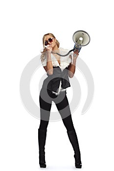 Woman with megafone