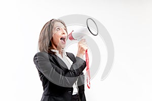 Woman with megaphone photo