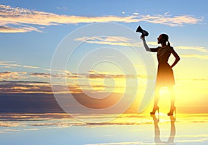 Woman with megaphone