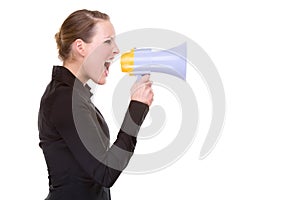 Woman with megaphone