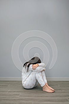 Woman with mental disorder and suicidal thoughts crying