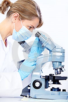 Woman with microscope