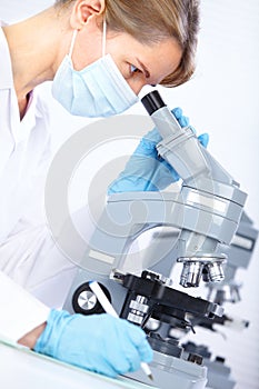 Woman with microscope