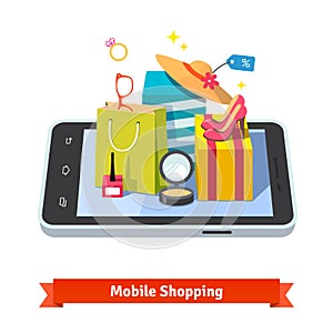 Woman mobile online shopping