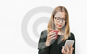 Woman Mobile Phone Connection Communication Concept