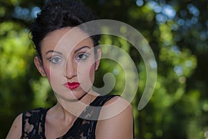 Woman model with glass eyes photo