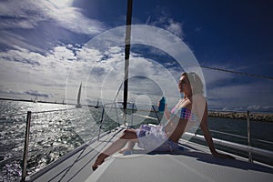 Woman Model on Sailboat