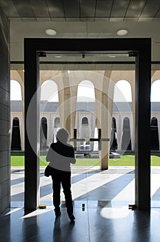 Woman in a modern christian church