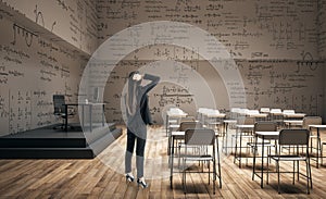 Woman in modern classroom