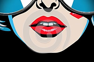 woman wow fashion girl illustration eye comic poster retro face art. Generative AI.