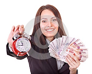 Woman with money .Russian rouble. photo