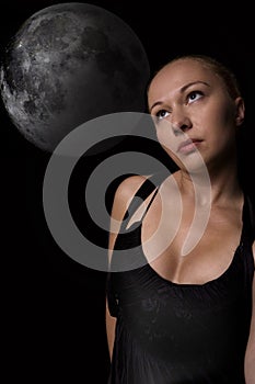 Woman and moon