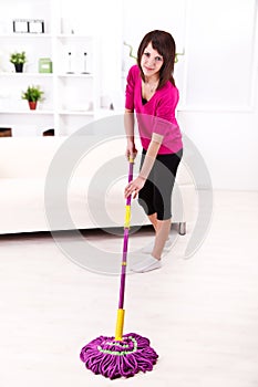 Woman with mop